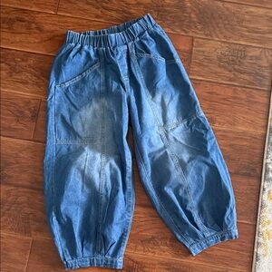 Barrel cropped Blue Denim Pants